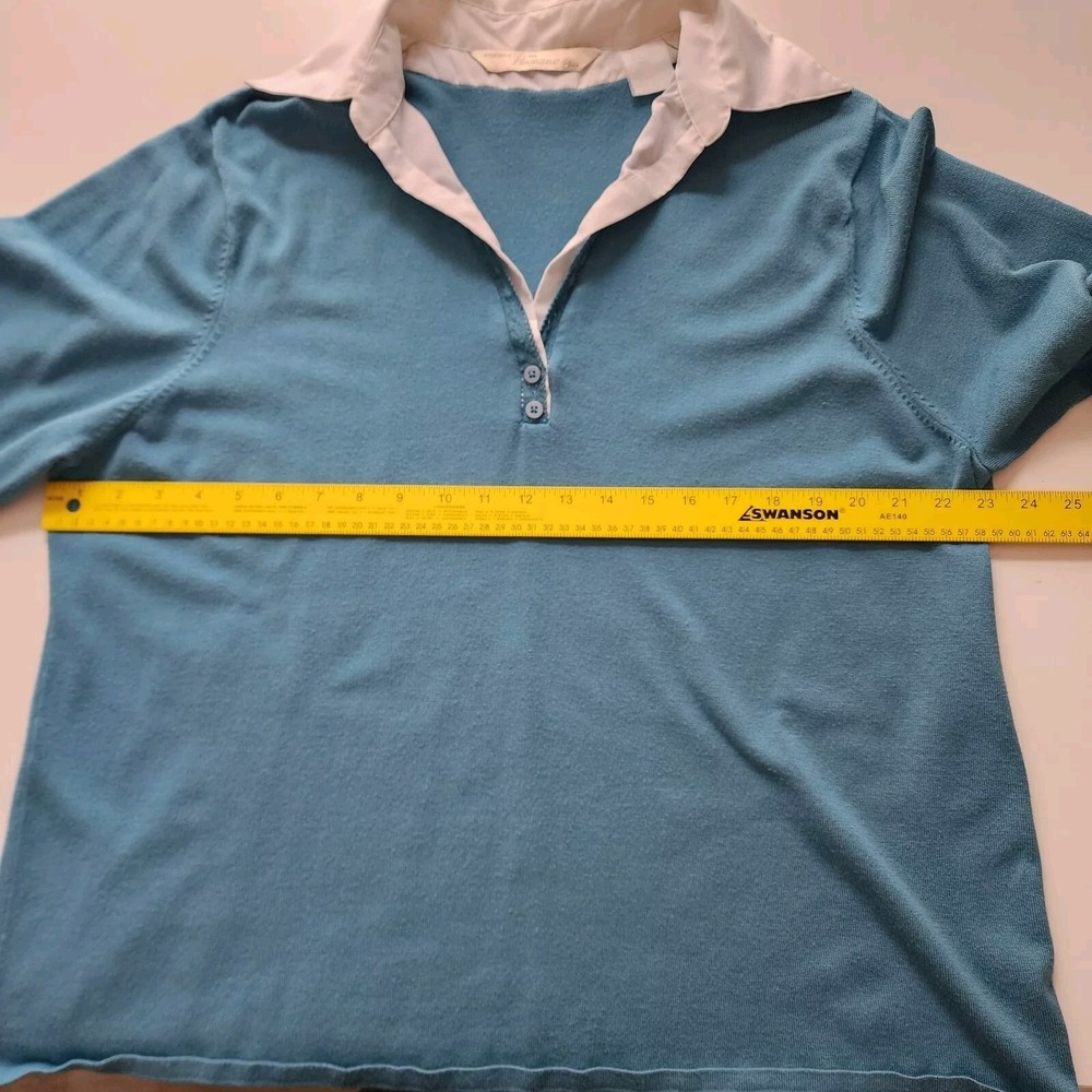 VTG PENMANS Shirt Sweater Womens Plus Size 2X White Collar Attached Blue Polo - Picture 10 of 16